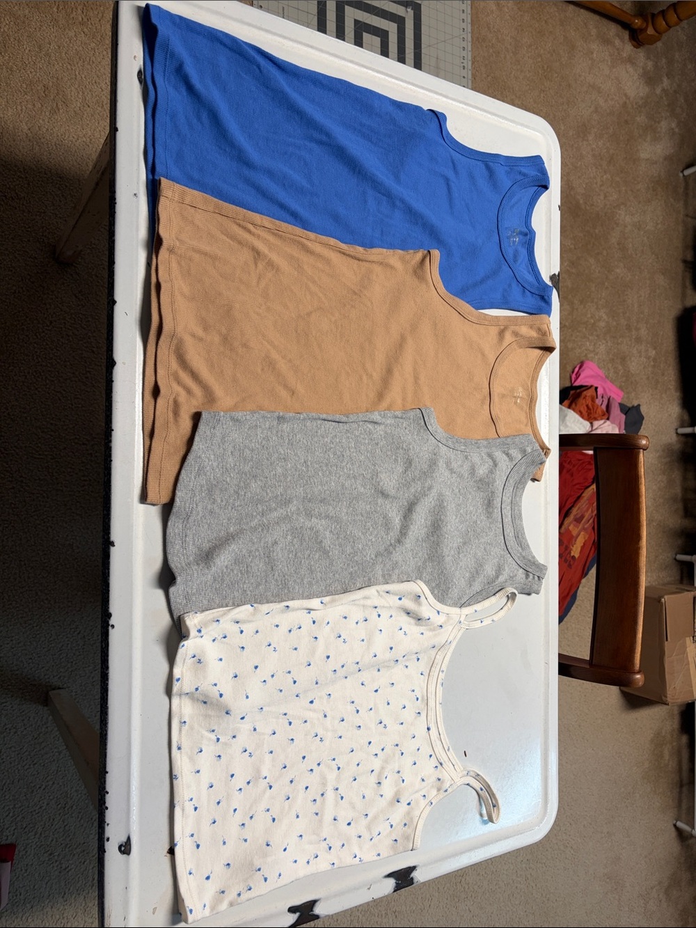 Tank Top 4-Pack - Blue, Tan, Gray, White Floral